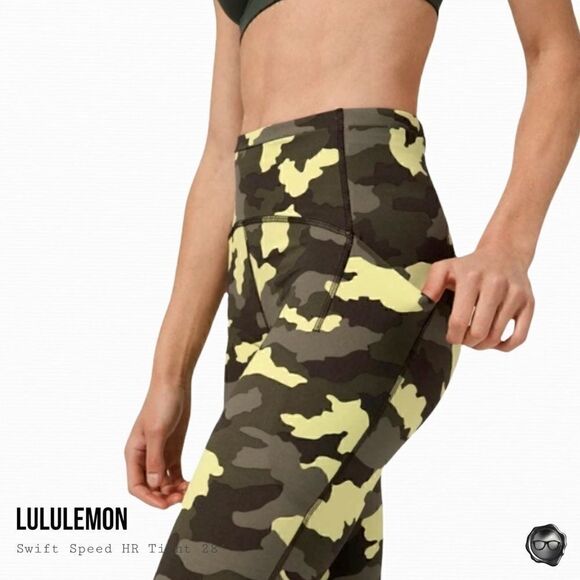 LULULEMON SWIFT SPEED HIGH-RISE TIGHT 28” IN CRISPIN GREEN CAMO WOMEN’S LEGGINGS - Picture 4 of 12